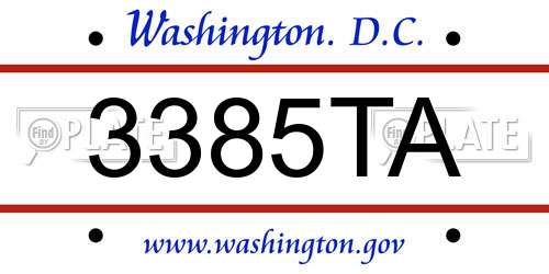 3385TA District Of Columbia License Plate