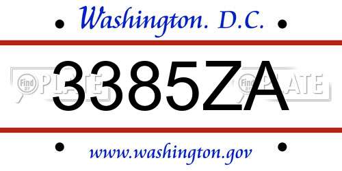 3385ZA District Of Columbia License Plate