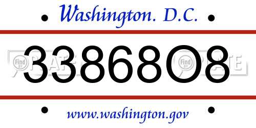 33868O8 District Of Columbia License Plate