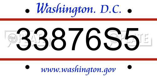 33876S5 District Of Columbia License Plate