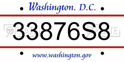 33876S8 District Of Columbia License Plate