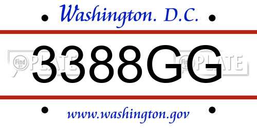 3388GG District Of Columbia License Plate