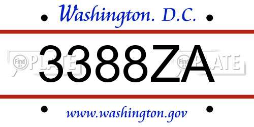 3388ZA District Of Columbia License Plate