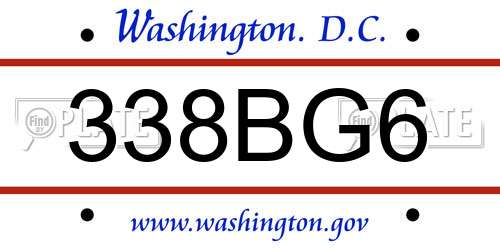 338BG6 District Of Columbia License Plate