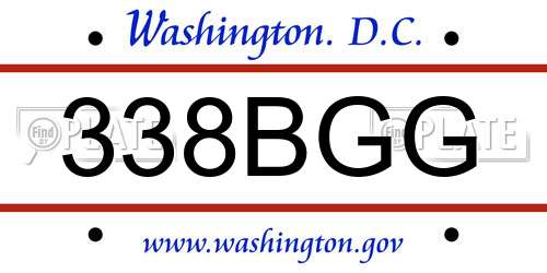 338BGG District Of Columbia License Plate