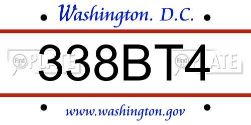 338BT4 District Of Columbia License Plate