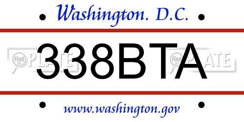 338BTA District Of Columbia License Plate