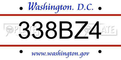 338BZ4 District Of Columbia License Plate
