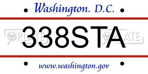 338STA District Of Columbia License Plate