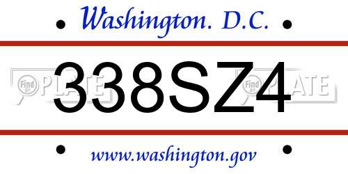 338SZ4 District Of Columbia License Plate