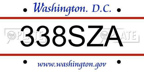 338SZA District Of Columbia License Plate