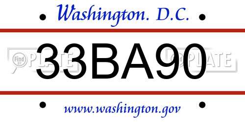 33BA90 District Of Columbia License Plate