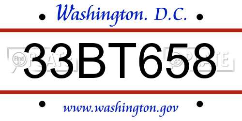 33BT658 District Of Columbia License Plate