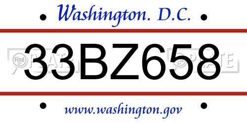 33BZ658 District Of Columbia License Plate