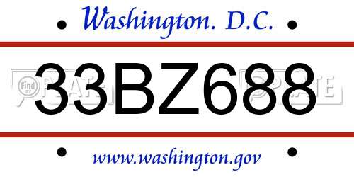 33BZ688 District Of Columbia License Plate