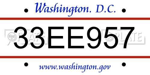 33EE957 District Of Columbia License Plate