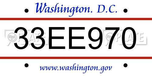 33EE970 District Of Columbia License Plate