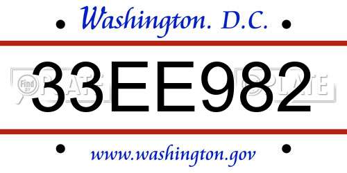 33EE982 District Of Columbia License Plate