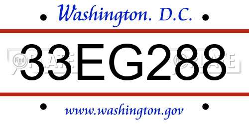33EG288 District Of Columbia License Plate