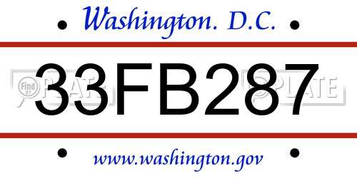 33FB287 District Of Columbia License Plate