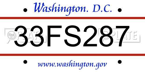 33FS287 District Of Columbia License Plate