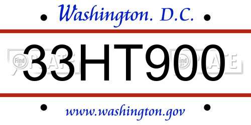 33HT900 District Of Columbia License Plate