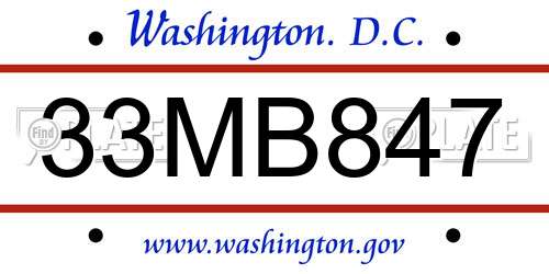33MB847 District Of Columbia License Plate