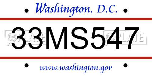 33MS547 District Of Columbia License Plate