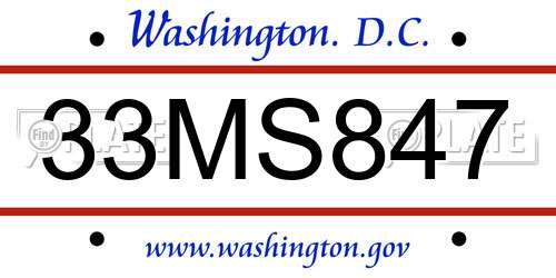 33MS847 District Of Columbia License Plate