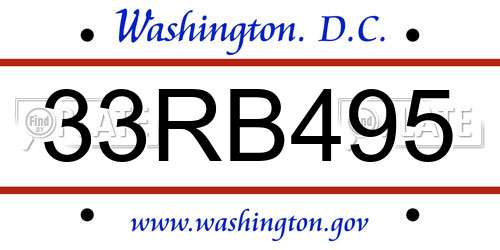 33RB495 District Of Columbia License Plate
