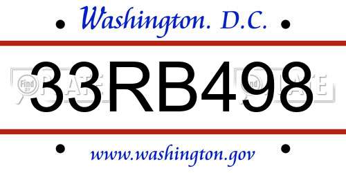 33RB498 District Of Columbia License Plate