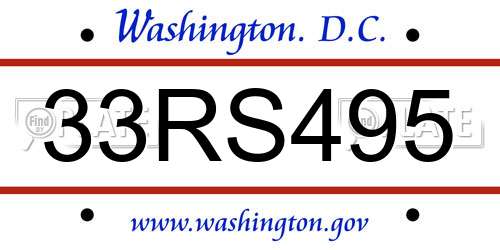 33RS495 District Of Columbia License Plate