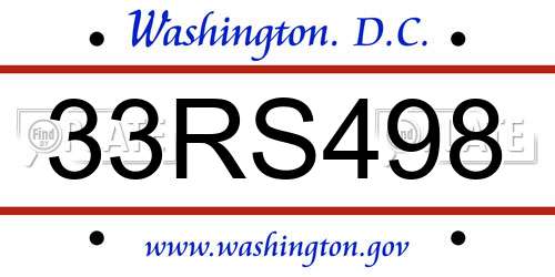 33RS498 District Of Columbia License Plate