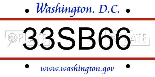 33SB66 District Of Columbia License Plate