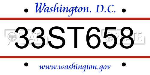 33ST658 District Of Columbia License Plate