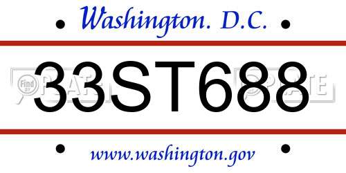 33ST688 District Of Columbia License Plate