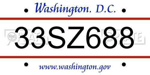 33SZ688 District Of Columbia License Plate