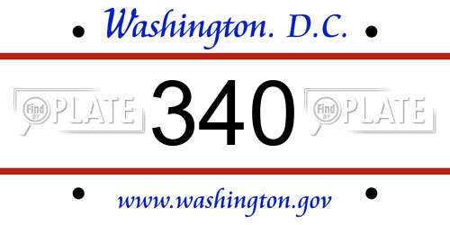340 District Of Columbia License Plate