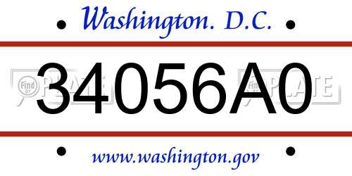 34056A0 District Of Columbia License Plate