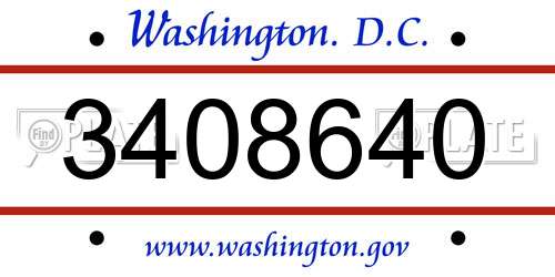 3408640 District Of Columbia License Plate