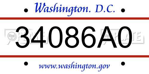 34086A0 District Of Columbia License Plate