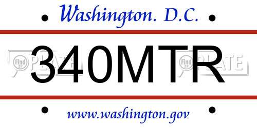340MTR District Of Columbia License Plate
