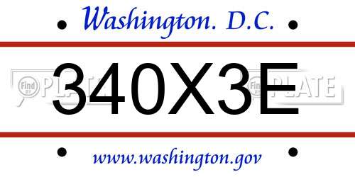 340X3E District Of Columbia License Plate