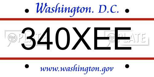 340XEE District Of Columbia License Plate