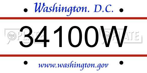 34100W District Of Columbia License Plate