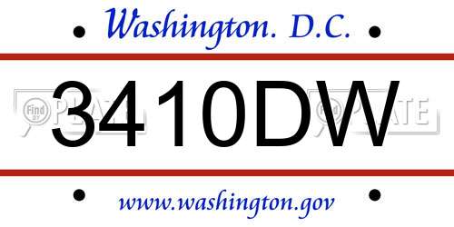 3410DW District Of Columbia License Plate