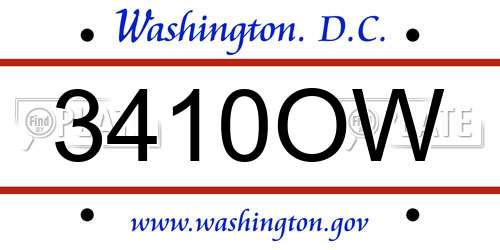 3410OW District Of Columbia License Plate