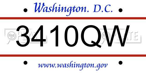 3410QW District Of Columbia License Plate