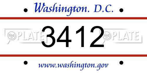 3412 District Of Columbia License Plate