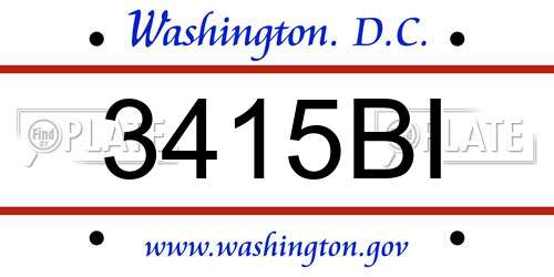 3415BI District Of Columbia License Plate